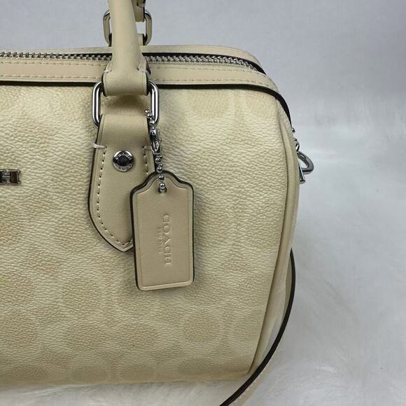 Coach Rowan Satchel/CrossBody Bag In Signature Canvas Silver/Hay CV961 NWT - Picture 6 of 7